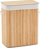 Panier à Linge 100L en Bambou - Corbeille à Linge avec 1 Compartiment - Pliable, Sac Amovible Lavable - Idéal Buanderie et Chambre - Design Nature Bambou - ENTREPRISE FRANÇAISE