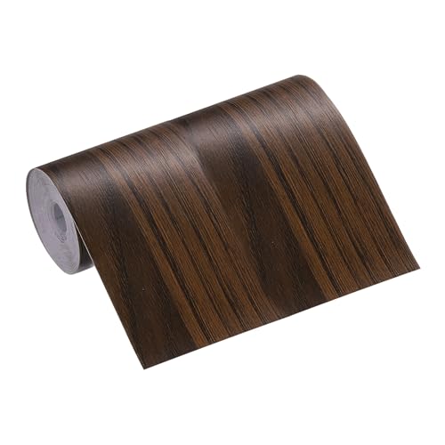Image of MECCANIXITY Wood Grain Repair Tape, 4 Inch x 16 Feet Self Adhesive Wood Grain Tape Multi-Purpose Wallpaper Border Trim for Furniture Floors Windows Doors Tables Home, Black Brown