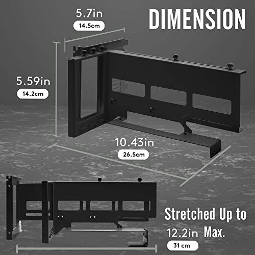 Supporto per Scheda Grafica Verticale PCIe 4.0 GPU Mount Bracket,kit di Supporto VGA per Scheda Video con PCIe 4.0 X16 Gen4 17cm/6.69in Cavo Riser 90 Gradi ad Angolo Retto-Nero - Scheda video - Immagine 2