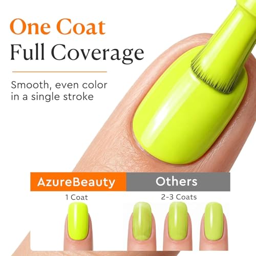 Image of AzureBeauty 6 Colors 15ml HEMA Free Neon Purera Gel Nail Polish Set, Same Color Bottles Soak Off UV LED Gel Polish Kit DIY at Home Manicure Salon Gifts, Summer Green Yellow Orange Hot Pink Blue Purple