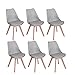 H.J WeDoo Lot de 6 chaises de Salle à Manger scandinaves, Chaises Rétro Bois de hêtre Massif- Gris