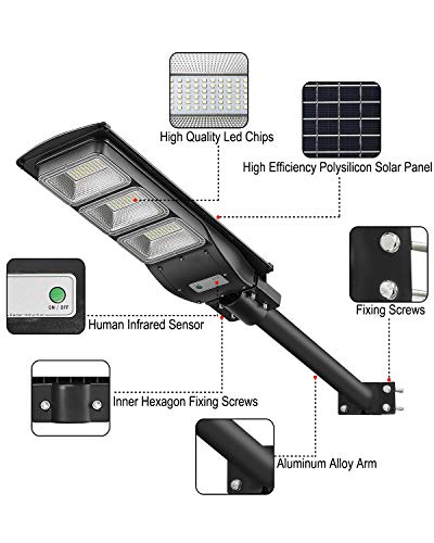 LOVUS Solar Street Light 2 Pack, 6000LM LED Solar Power Street Lamp Outdoor Dusk to Dawn for Parking Lot, Yard, Garage and Garden, ST60-039-2