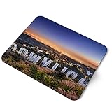 Dimensions : 23,5 x 19,6 cm Tapis de souris pour ordinateur – Hollywood Los Angeles USA Home Office PC Bureau Accessoire de bureau en tissu souple Grand ordinateur portable 5 mm Imprimé Art ergonomique #3763