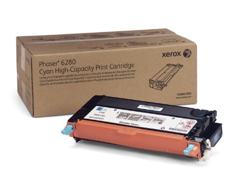 Xerox Phaser 6280 Cyan Print Cartridge, High Capacity (5,900 Yield), Part Number 106R01392 by Xerox