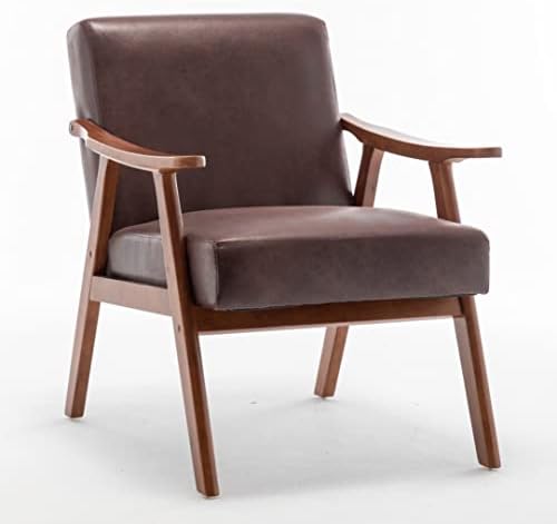 DKS Accent Chairs, Living Room Chairs with Solid Wood Frame, Mid Century Modern Chairs with Microfiber Upholstery, Reading Armchairs for Complementing Bedroom, Living Room Space (Dark Brown)