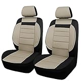 CAR PASS 3D Foam Back Support,Universal Two Front Car Seat Cover Cloth -100% Comfortable &Breathable& All Season. Fit Automotive,SUV,Sedan,Van, Airbag Compatible Elegance Stylish (BLK Beige