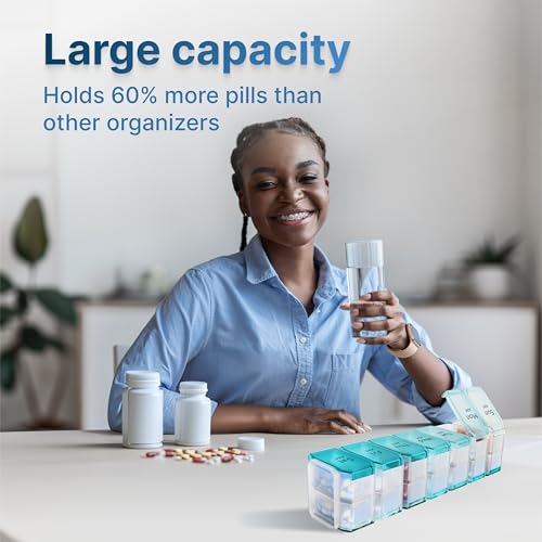 Image of Extra Large Pill Organizer 2 Times a Day - XL Pill Box 7 Day with Big AM /PM Compartments - Fits Large Vitamins, Supplements & Gummies, for 7 or 14-Day Use, Color-Coded, Senior-Friendly, No Spills