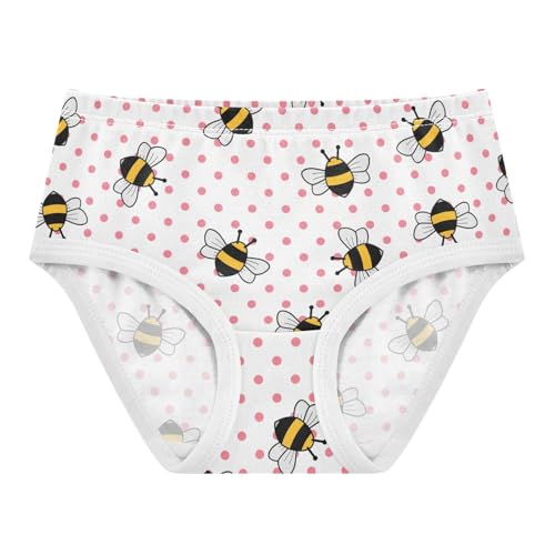 Wusikd Bumblebee Insect Girls' Underwear Cotton Pink Polka Dots Girls Briefs Soft Toddler Underwear 5T