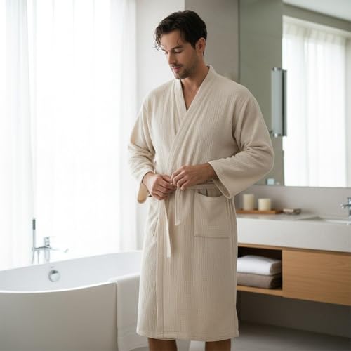 Kimono yukata transpirable de algodón para evitar el calor al dormir 6