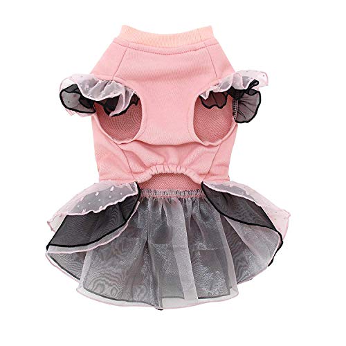 Puppy Face Cute Dog Dresses for Pet Clothes Bowknot Printed Pink Skirt Dog Shirt Apparel Small - Image 2