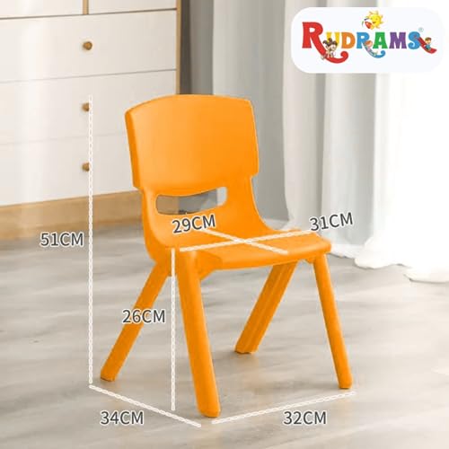 Image of Plastic Kids Chair || Strong & Durable Chair for Kids || Virgin Material Kids Chairs for 2 to 5 Years || Portable Kids Chair for 1 Year+ || Chairs for Kids Sustain Upto 100 kg (Orange)