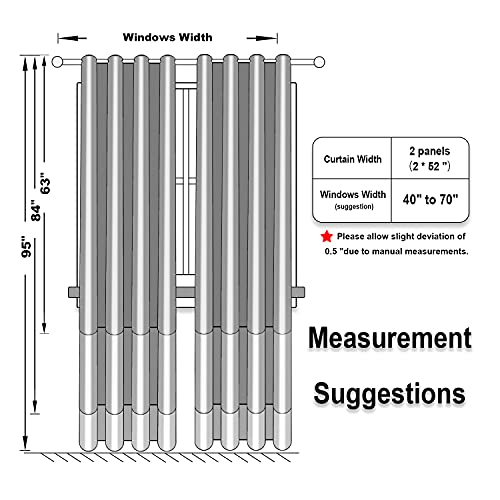 Coco Top Complete 100% Blackout-Curtains 52X63 Inch, Thermal Insulated Ring Top High-Density Noise Reducing Window Treatment Draperies For Bedroom/Living Room/Dining Room(Dark Grey, 2 Panels) #TOP4