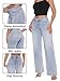 ONESO Mid-Low Rise Baggy Jeans Wide Leg for Women Distressed Pants Stretchy Bottom Lady Basic Comfortable Denim