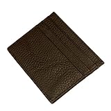 DEEZOMO Genuine Leather RFID Blocking Card Case Wallet Slim Super Thin 6 Card Slots Compact Wallet - Coffee