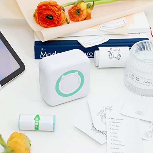 Mini Thermal Printer, Portable Wireless Bluetooth Inkless Printer With 3 Rolls Of Sticker And 3 Rolls Of Thermal Paper, Compatible With Android/Ios, Pocket Printer For Memo, Diy, Photo And More #TOP3