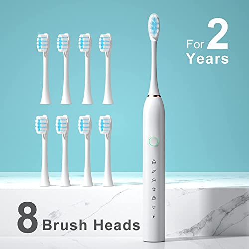 2 Pack Electric Toothbrush For Adults, With 8 Brush Heads, 6 Modes 42000Vpm, Sonic Electric Toothbrush Black+White #TOP5