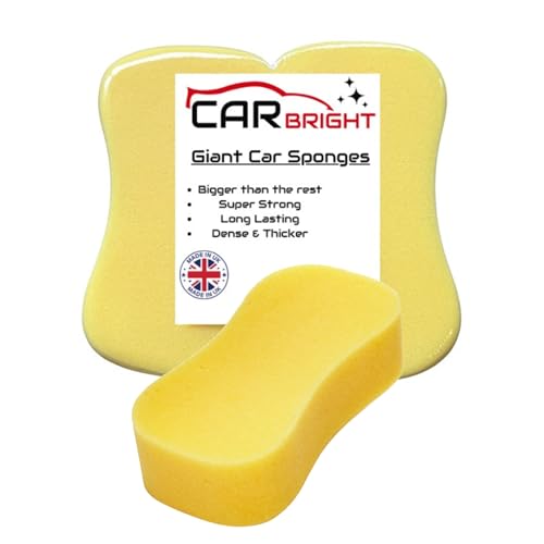 Giant Car Sponges (2 Pack) - Large Car Wash Sponges From Car Bright - Perfect for Car Care, Window Cleaning, Wheel Cleaning and Motorbikes - Made in the UK