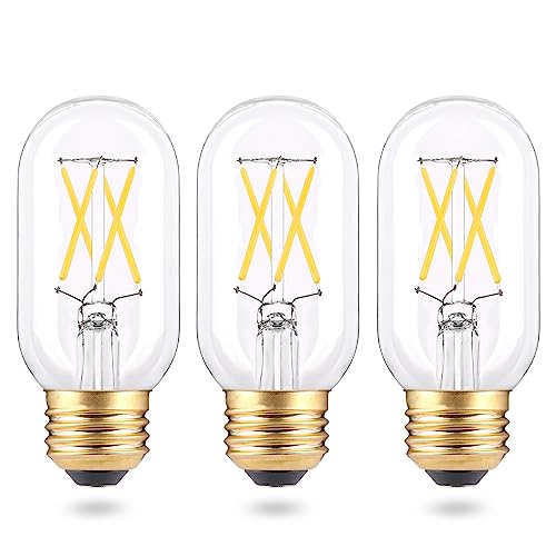 EQ Lighting T45 Tubular Edison Bulbs Dimmable, E26 Led Bulb 40 Watt Equivalent, 4W T14 Led Chandelier Light Bulbs, 4000K Natural White Tube Light Bulbs for Chandeliers, Ceiling Fan, Pendant, 3 Pack by EQ Lighting - Used condition - US$14.58