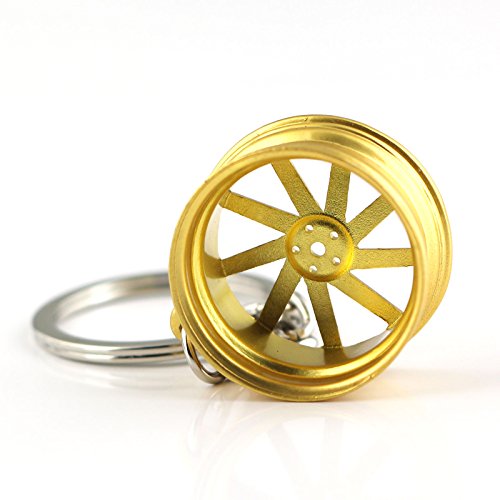 Image of maycom Creative Hot Auto Part Model Wheel Rim Tyre Keychain Keyring Key Chain Ring Keyfob (Golden)