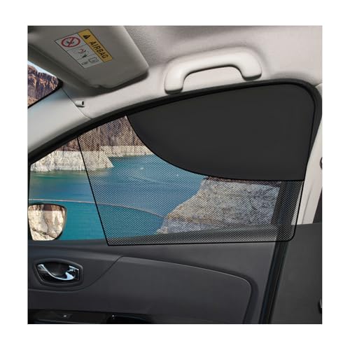 MUQIDA 2PCS Car Window Shades, Magnetic Double Layer Front Window Sunshade with Half Shade, Automotive Curtain Breathable Mesh Sun Block UV Rays Protection for Driver Passenger