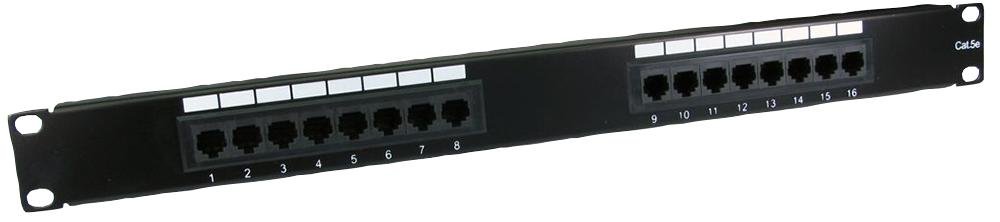 Patch Panel, CAT 5E, 1U, 16 porte, Connettori Patch Panel, Qtà X 1
