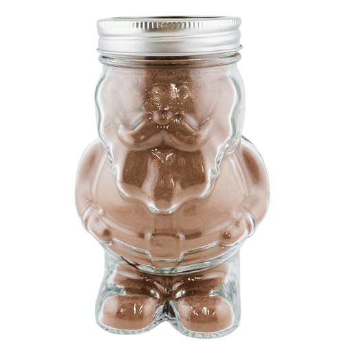 Hot Cocoa Santa by Happy Packs, Includes Gourmet Hot Cocoa Mix in Glass Mason Jar Cup with Lid, Premium Hot Chocolate Gift Sets (18 oz)