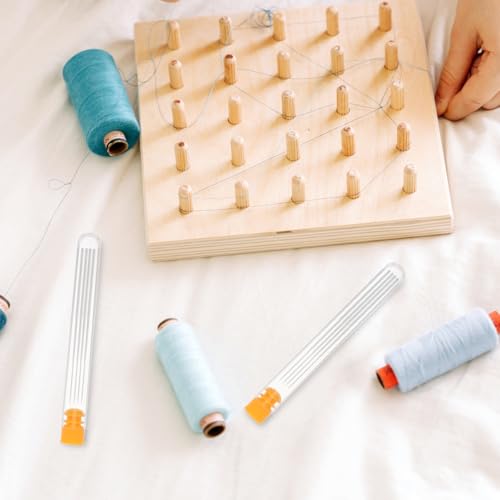 Image of 10Pcs Transparent Needle Storage Tubes Organizer for Sewing Cross Stitch Beads and Small Parts Portable Needle Holder with Colored Caps 4.33In