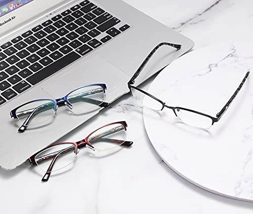 Crgatv 3-Pack Reading Glasses For Women Blue Light Blocking Metal Half Frame Computer Readers Anti Uv/Eye Strain/Glare (+2.5 Magnification Strength) #TOP6