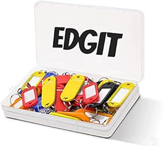 EDGIT 25 Pack Key Tags with Labels  Key Rings with Labels in Convenient Storage Box, Key Fobs with Labels, Pets, Memory Stick, Keyrings with Labels