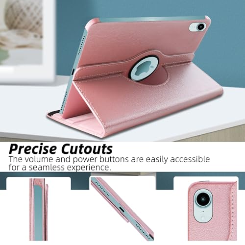 Image of TGK 360 Rotatable Smart Flip Cover for iPad mini 7 Case A17 Pro 2024, iPad mini 7th /6th Generation 8.3 inch (Rose Gold)