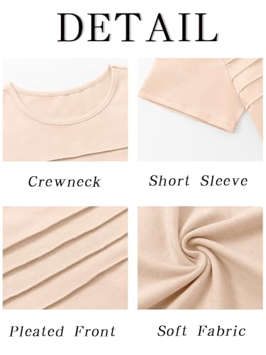 Image of Imily Bela Girls Pleated Short Sleeve T Shirts Kids Summer Crewneck Shirts Casual Tops Tees 5-14 Years