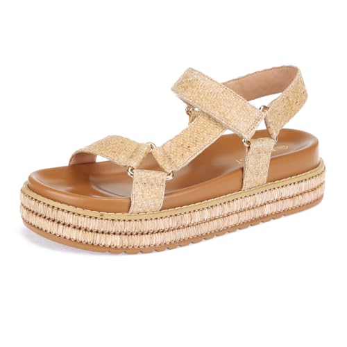 Image of Platform Sandals -Casual Espadrilles platform sandles- Open Toe Comfortable Summer Flatform platform wedge sandals women-Straw Beach Ankle Strap Shoes 2025