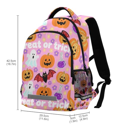 Lavender Floral Pumpkin Halloween kid backpack with chest clip book bags for high school bulto para ni?os3
