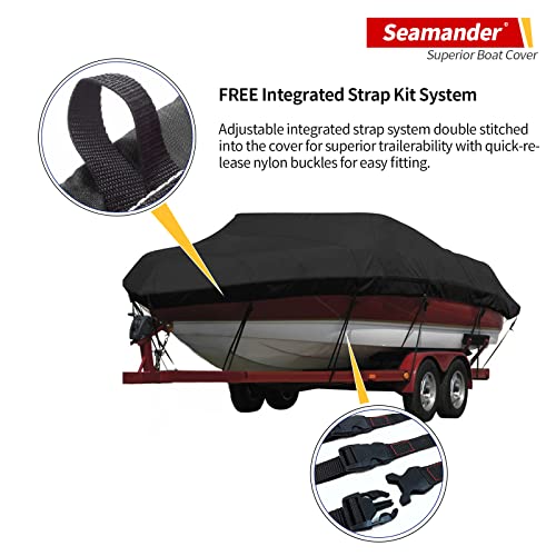 Seamander Trailerable Boat Cover Fits V-Hull, Center Console, 17'-19'L Beam Width Up To 96" #TOP4