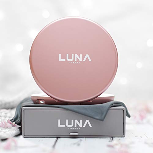 Luna London Compact 2.0 Travel Mirror In Rose Gold | Travel Makeup Mirror With Light | Led Lighted Vanity Mirror With 3 Light Modes | 7X Magnification Folding Portable & Rechargeable | Espejo #TOP5