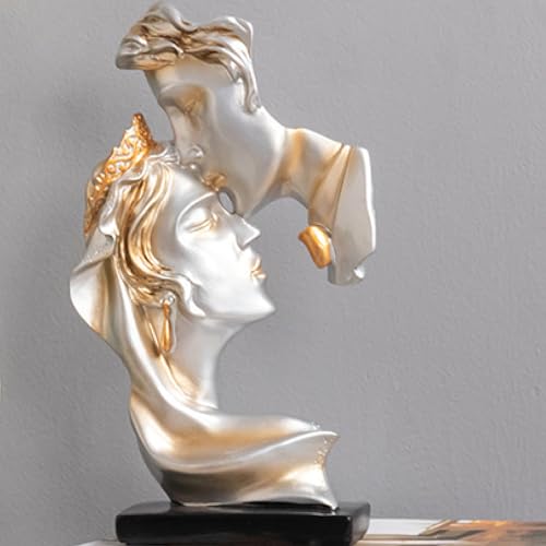 Escultura de pareja besándose en resina decoración abstracta miniatura 6