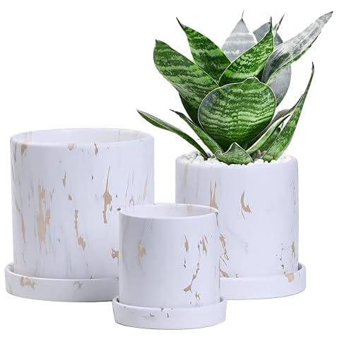 Ton Sin Marble Flower Pots Set of 3 Cover