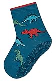 Sterntaler Baby Jungen Fliesen Socken Baby FLI Soft Dinos Strümpfe meliert - Fliesen Rutsch Socken Baby - mit Dinos und Vollplüsch - tintenblau, 22