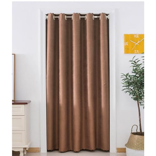 Odot Color Sólido Cortina de Puerta Opaca, Cortinas Opacas Termicas Aislantes Cortina de Privacidad con Ojales Cortinas Dormitorio para Sala de Estar Comedor Cocina (120x150cm,Marrón)
