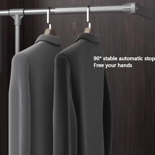 Tringle à vêtements rabattable pour optimiser les armoires hautes