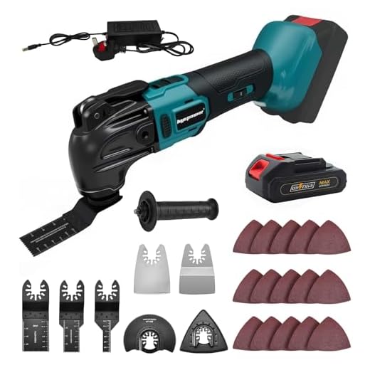 Akku-Multifunktionswerkzeug mit 1pcs 2.0Ah Akkus, 24 Zubehör Oszillationswerkzeug Satz für Makita 18V Li-Ion, Multitool mit 6 Geschwindigkeiten,Bürstenlos Motor, zum Schneiden,Schleifen, Schaben