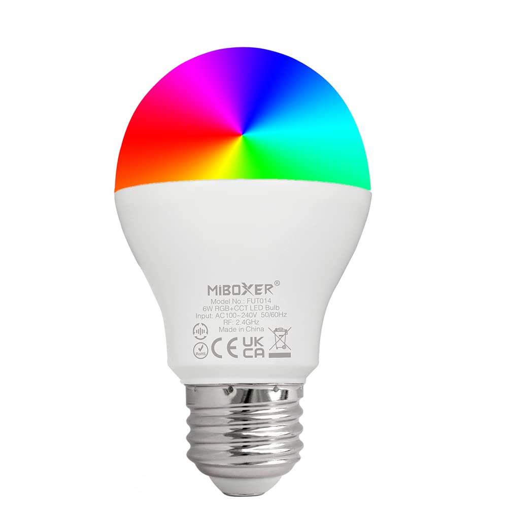 Amazon | LGIDTECH FUT014 Miboxer 6W LED電球 E26口金 RGB+CCT