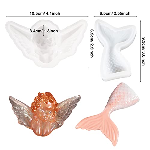 NA Allazone 3D Animal Resin Moulds, 9 PCS 3D Animal Epoxy Resin Silicone Moulds Mermaid Resin Casting Moulds with Measurement Cup for Resin Craft DIY, Keychain, Home Decoration - Image 3