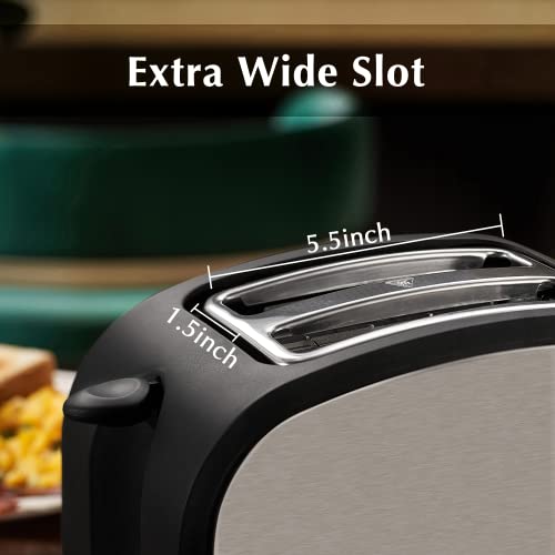 2 Slice Toaster Cusinaid Black Wide Slot Toaster 2 Slice Best Rated Prime With Pop Up Reheat Defrost Functions, 6-Shade Control, Removable Crumb Tray #TOP3