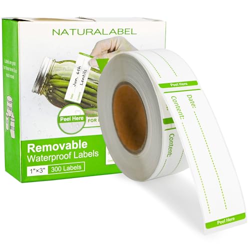 NATURALABEL 300 PCS Removable Freezer Labels with Dispenser - 1"