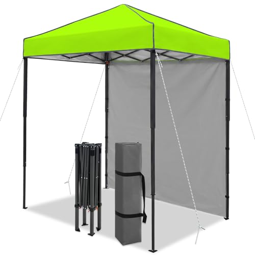 INTER HUT 6x4 Pop Up Canopy Tent, Easy Up Canopy, 1 Sidewall, Neon Green
