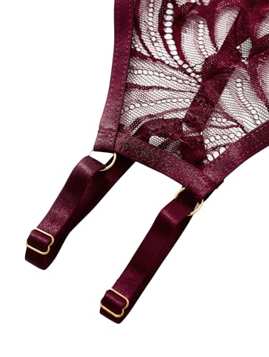 Image of Lilosy Sexy Underwire Floral Lace Sheer Lingerie Set for Women See Through Bra and Panty 2 Piece