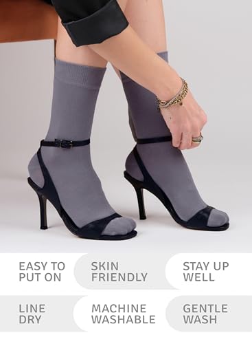Image of Women's Bamboo Dress Socks, Crew for Business Trouser Casual, Soft, Thin & Seamless, Size 6-9 /9-12 (3, 4 or 5 Pairs)