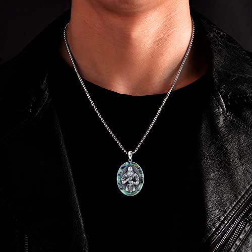 925 Sterling Silver Patron Saint Medals Amulet Protection Pandent Necklace Cross Faith Jewelry for Men(2.5mm 22"+2" Rolo Chain)4