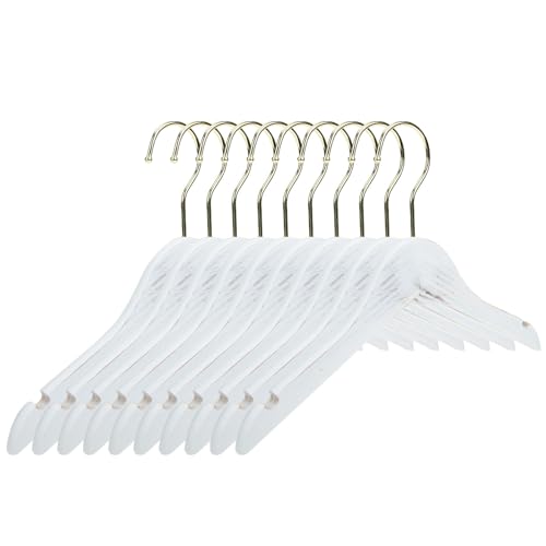 OSALADI Perchas de Madera para Ganchos Dorados, 10 Unidades Antideslizantes y Delgadas, Ideales para Colgar Ropa Infantil en Armarios y Organizar Espacios